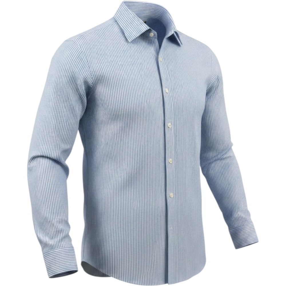 TM Lewin Mens Blue White Stripe Fitt Non-Iron Dress Shirt 16.5 34.5 French Cuff